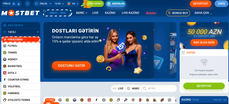 Rəsmi Mostbet AZ saytı - qeydiyyat, giriş, bonuslar və tətbiq yükləmə
